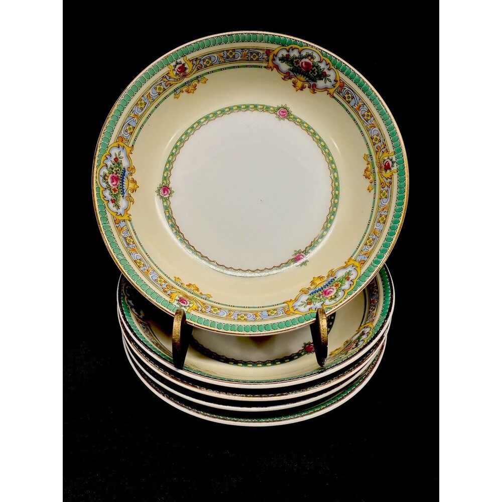 Set of 5 Dublin meito china Floral Urns berry/snack bowls 5.25” green vintage